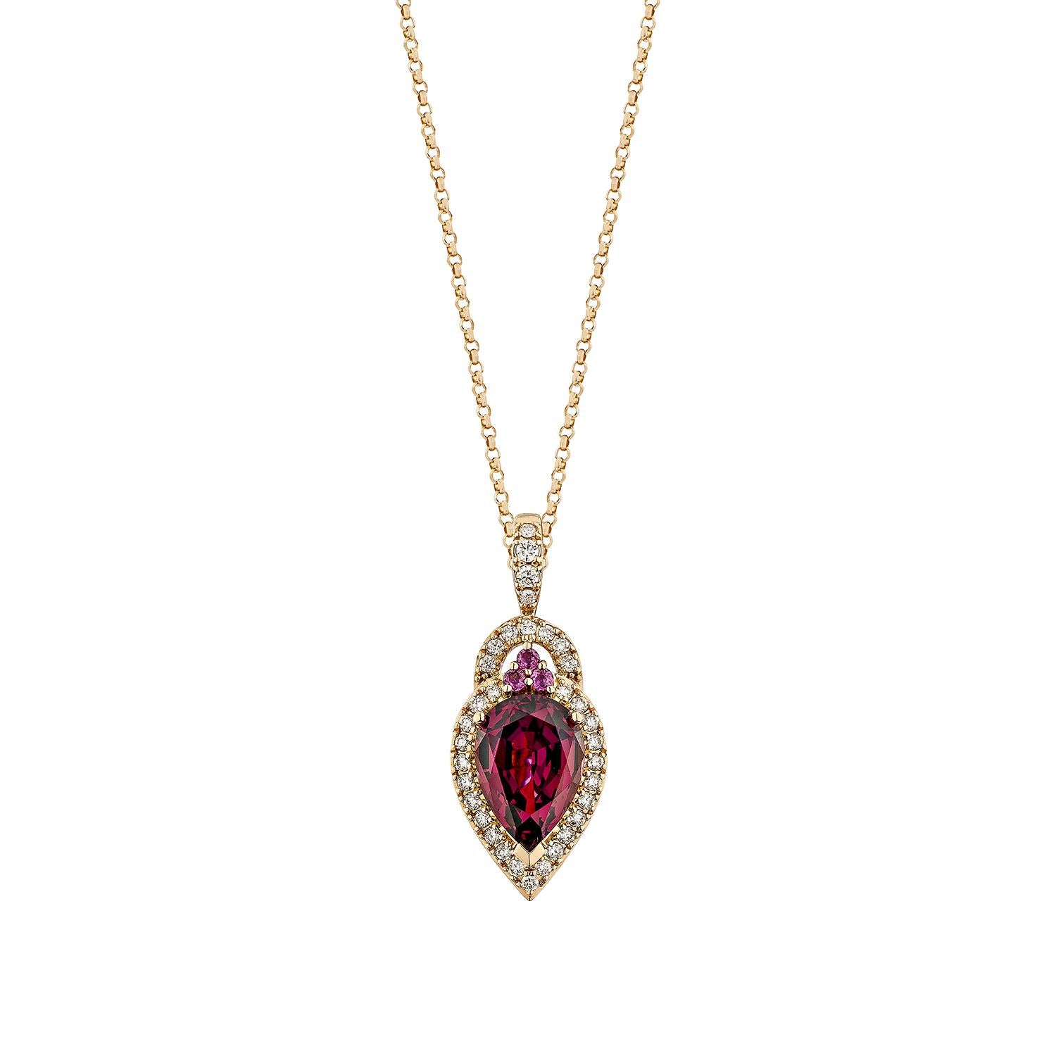 Sunita Nahata 2,38 Karat Rhodolith-Anhänger aus 18KRG mit weißem Diamanten. (Zeitgenössisch) im Angebot