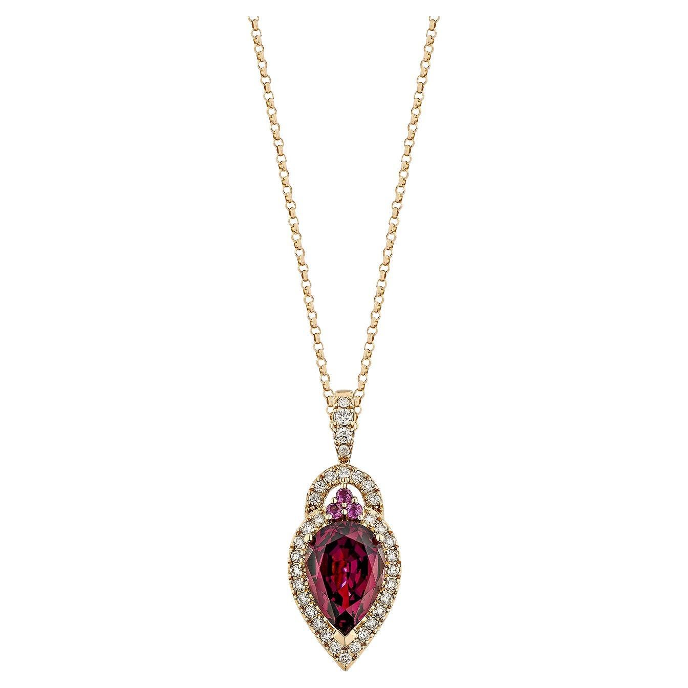 Ciondolo con rodolite da 2,38 carati in 18KRG e diamante bianco di Sunita Nahata.
