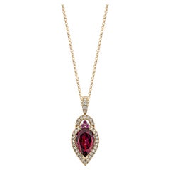 2.38 Carat Rhodolite Pendant in 18Karat Rose Gold with White Diamond.