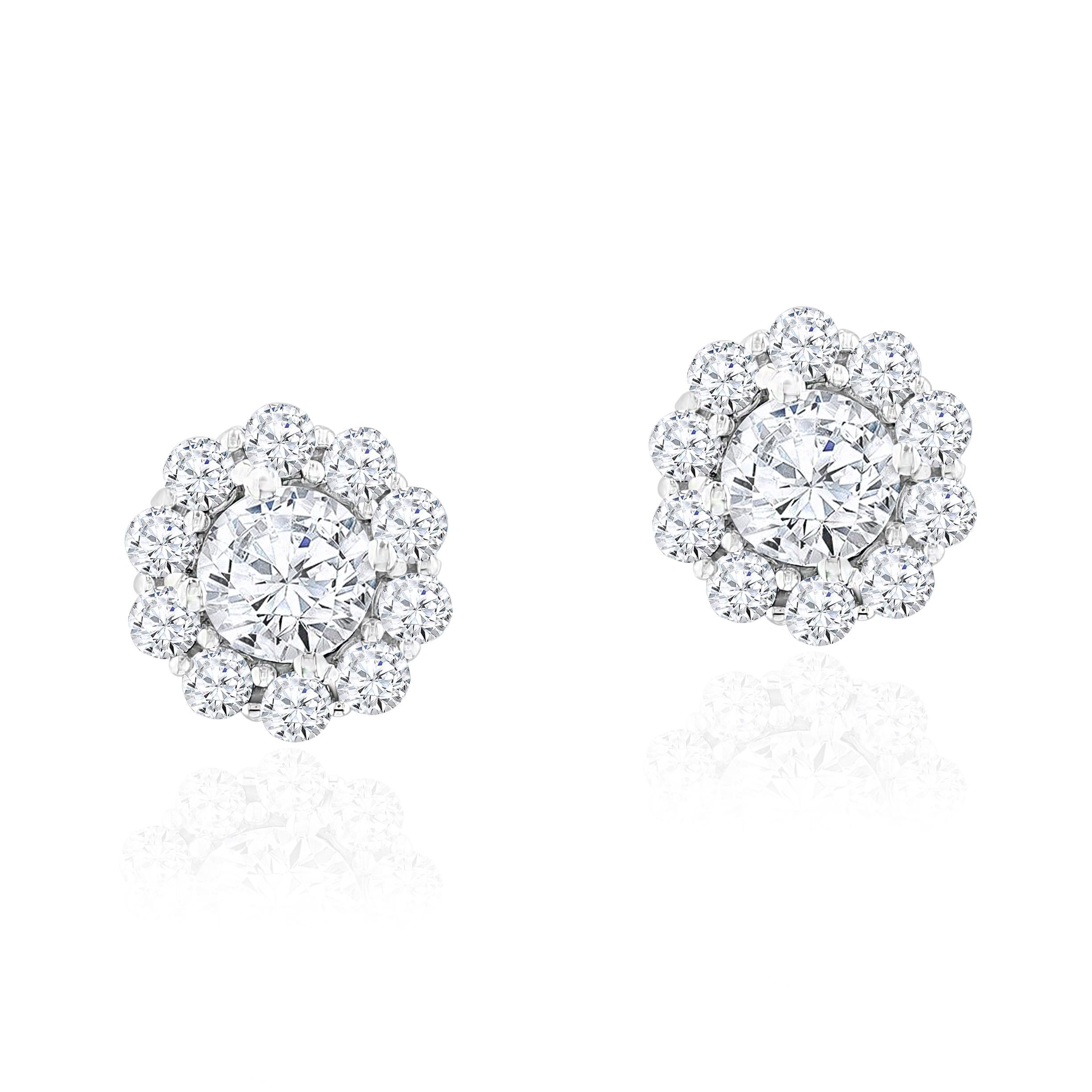 Round Cut 2.38 Carat Round Diamond Earrings For Sale
