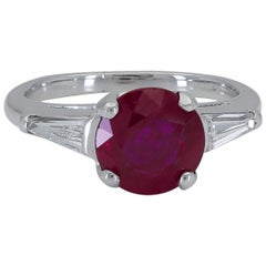 2.38 Carat Round Ruby and Diamond Three-Stone Engagement Ring