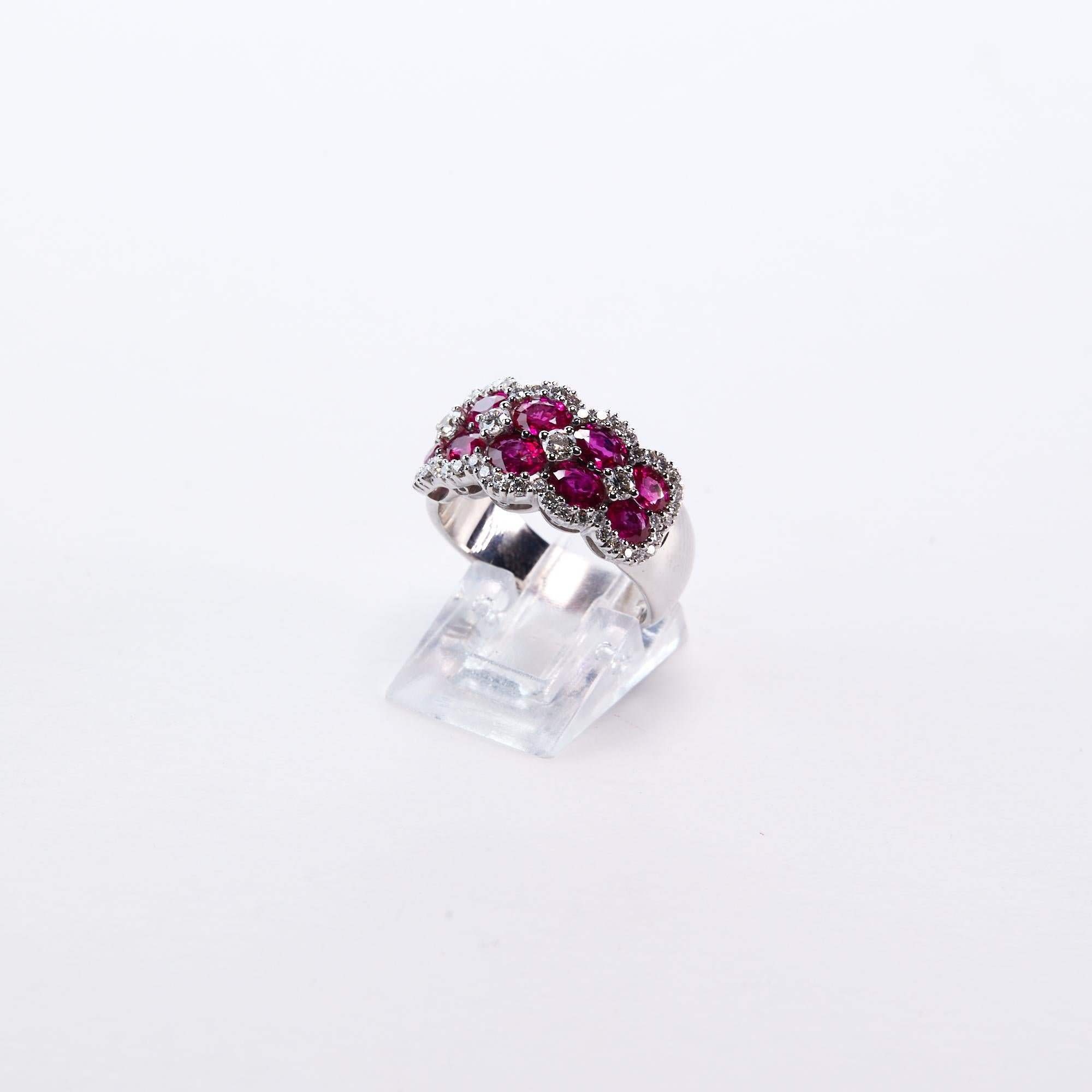 2.38 Carat Ruby and Diamond Band Ring In New Condition For Sale In Palm Desert, CA