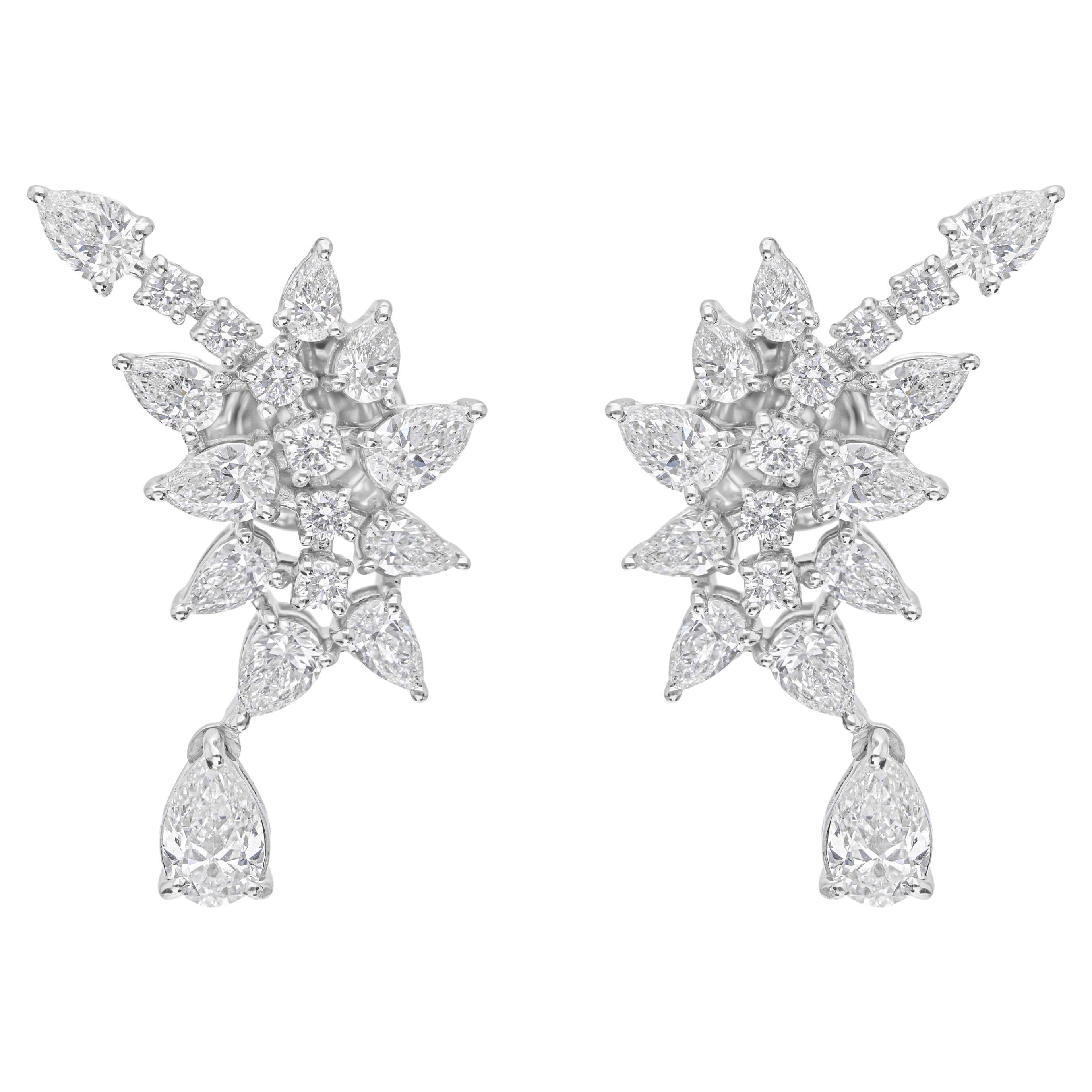 2,38 Karat SI Reinheit HI Farbe Birne Rund Diamant Ohrringe 18 Karat Weißgold