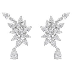 2,38 Karat SI Reinheit HI Farbe Birne Rund Diamant Ohrringe 18 Karat Weißgold