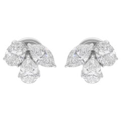 2.38 Carat SI/H Marquise Pear Oval Shape Diamond Earrings 14 Karat White Gold