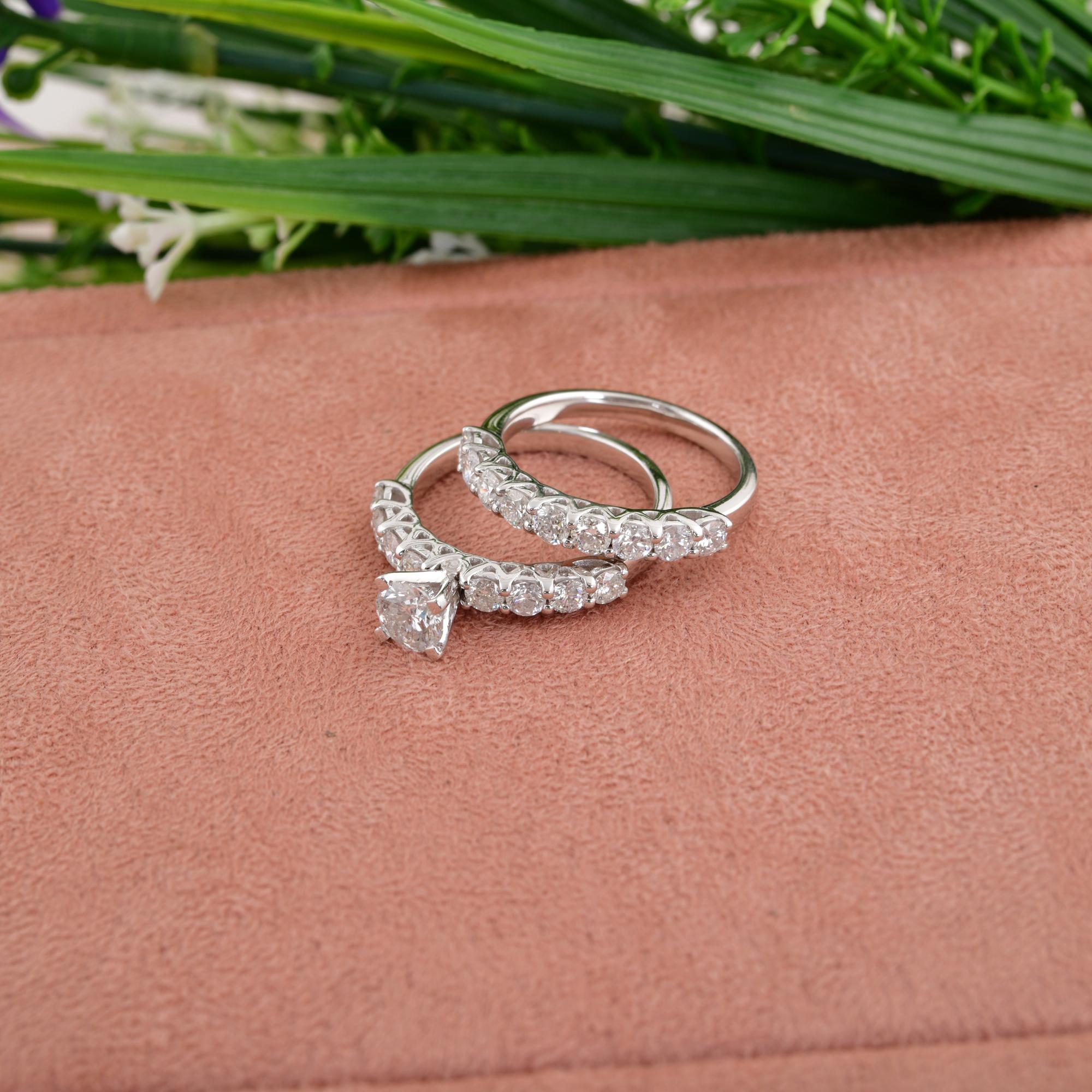 2.38 Carat SI/HI Diamond Round Cut Wedding Engagement White Gold Ring Set en vente 2