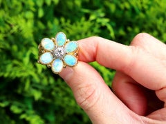 2.38 Carat White Opal and 0.35 Carat Diamond 18k Yellow Gold Floral Ring