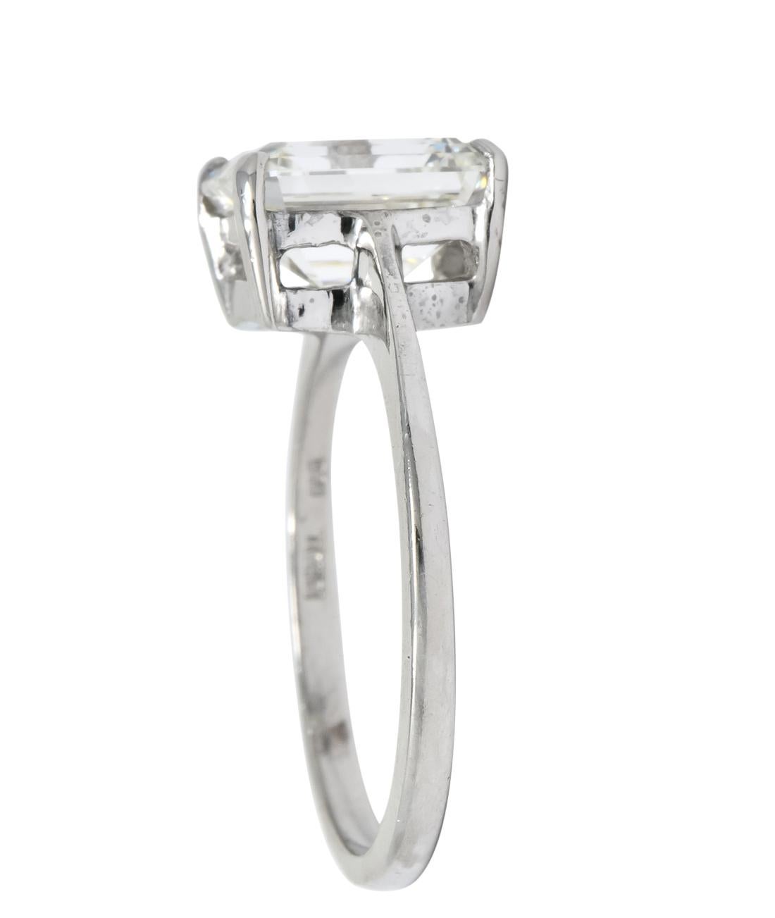 2.38 Carat Diamond Platinum Solitaire Emerald Cut Modern Engagement Ring GIA In Excellent Condition In Philadelphia, PA