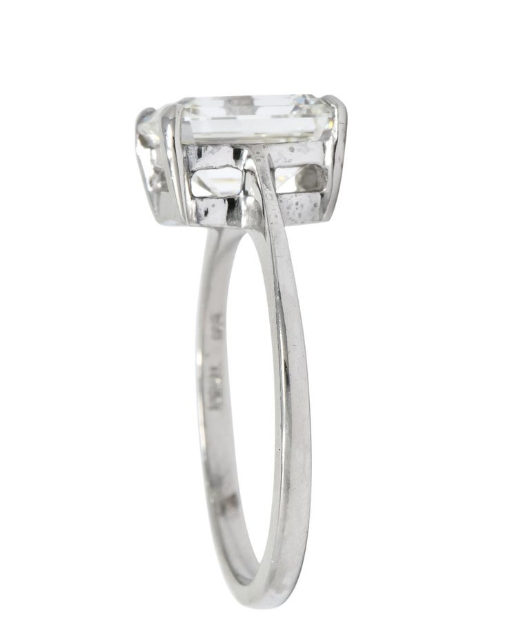 2.38 Carat Diamond Platinum Solitaire Emerald Cut Modern Engagement