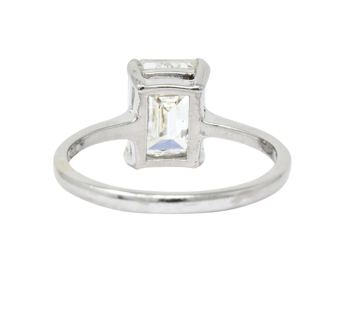 Women's or Men's 2.38 Carat Diamond Platinum Solitaire Emerald Cut Modern Engagement Ring GIA