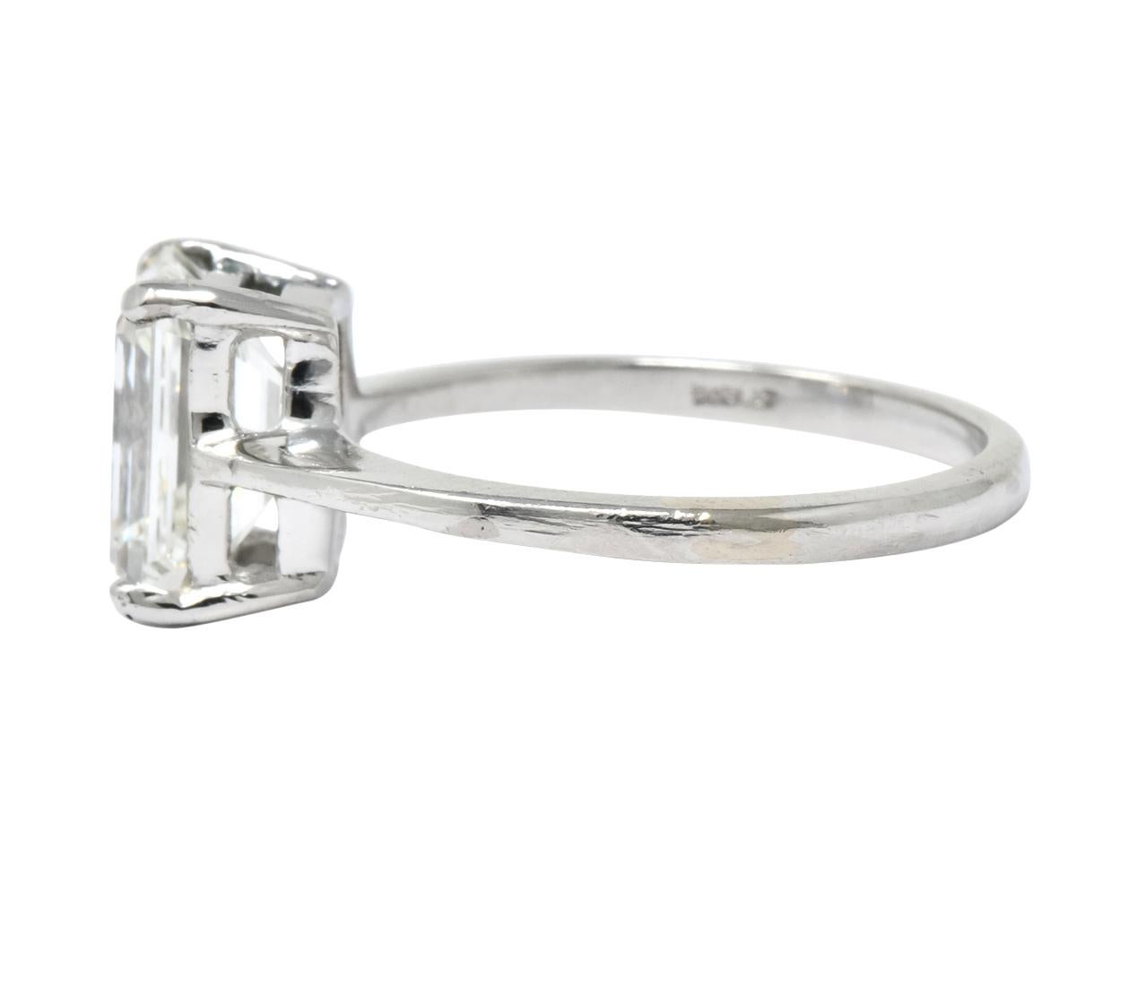 2.38 Carat Diamond Platinum Solitaire Emerald Cut Modern Engagement Ring GIA 1