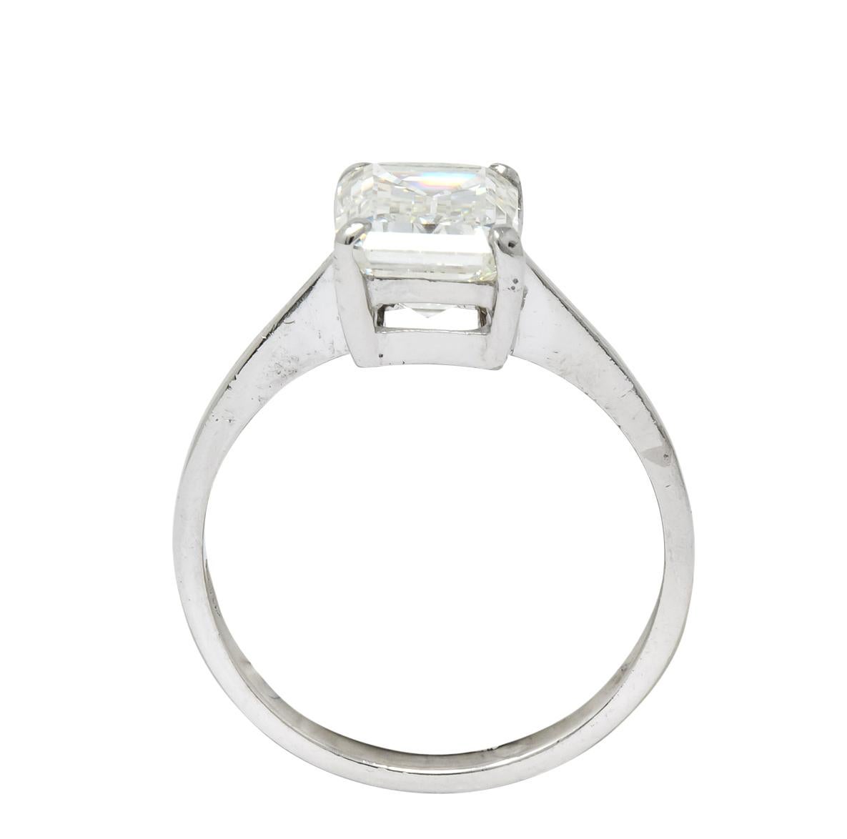 2.38 Carat Diamond Platinum Solitaire Emerald Cut Modern Engagement Ring GIA 3