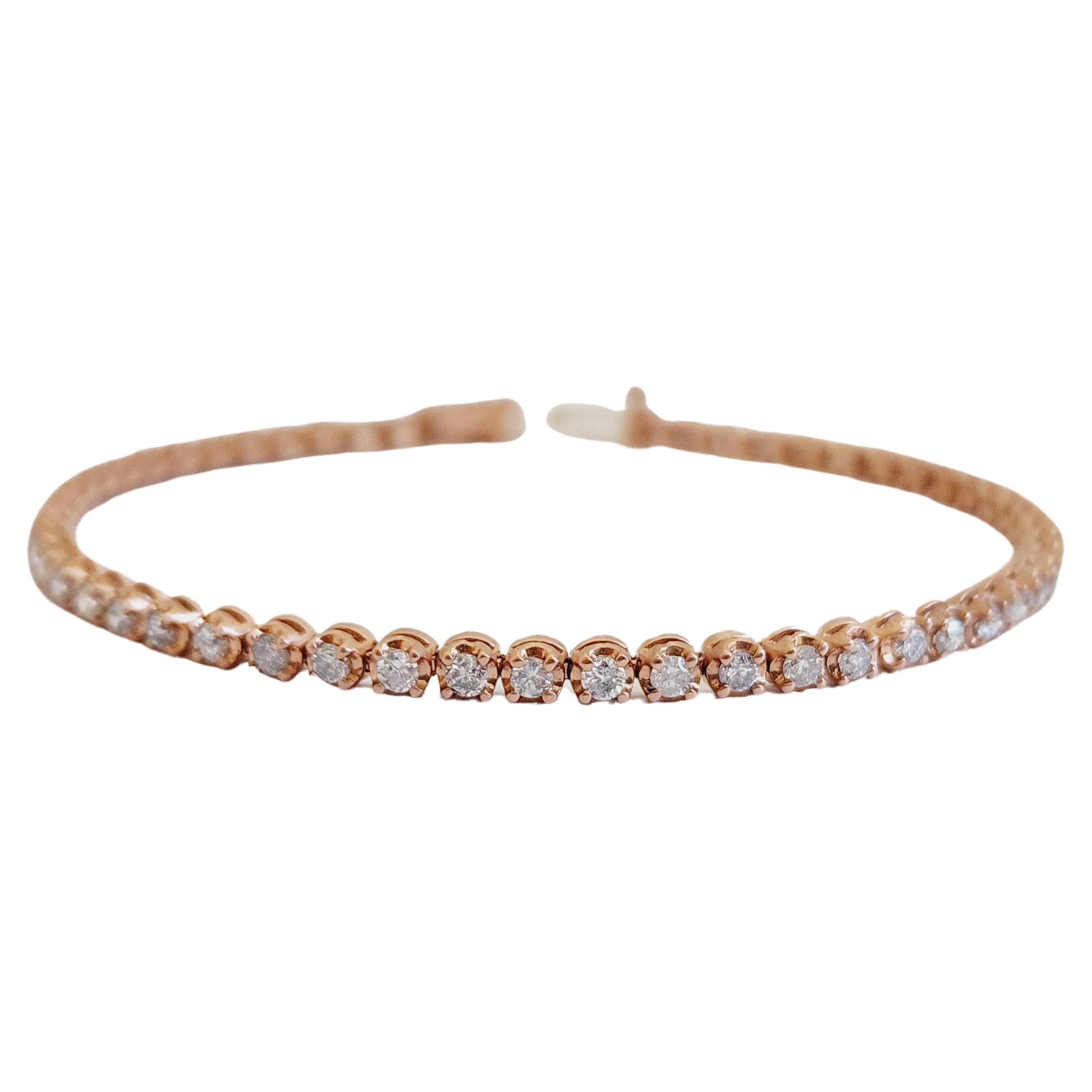 2,38 Karat natürlicher Diamant Buttercup Tennisarmband 14 Karat Roségold im Angebot