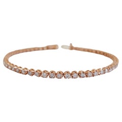 Bracelet tennis coupe-douce en or rose 14 carats et diamants naturels de 2,38 carats