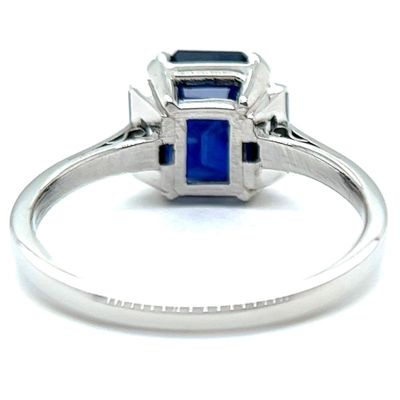 2.38 Carats Sapphire Diamond Platinum Three Stone Ring 1