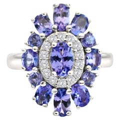 Used 2.38 Ct Tanzanite Ring 925 Sterling Silver 18K Rose Gold Plated Wedding Ring 