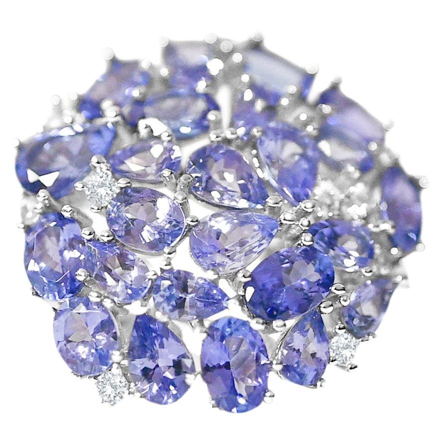 2.38 Ct Tanzanite Ring 925 Sterling Silver Rhodium Plated Fashion Rings For Sale
