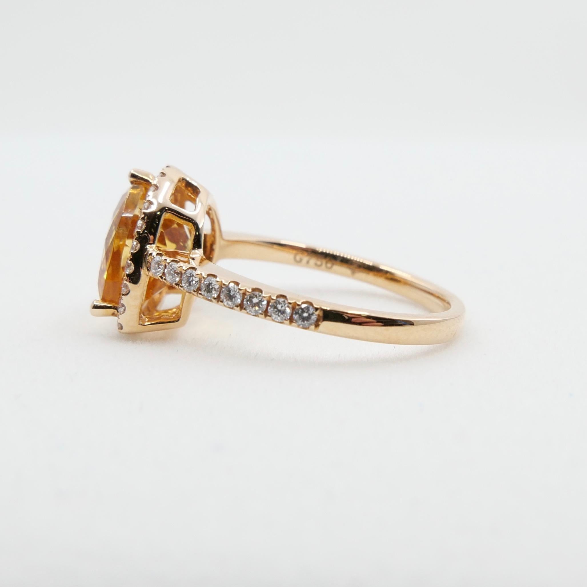 2.38 Carat Citrine and Diamond Cocktail Ring Set in Rose Gold For Sale 4