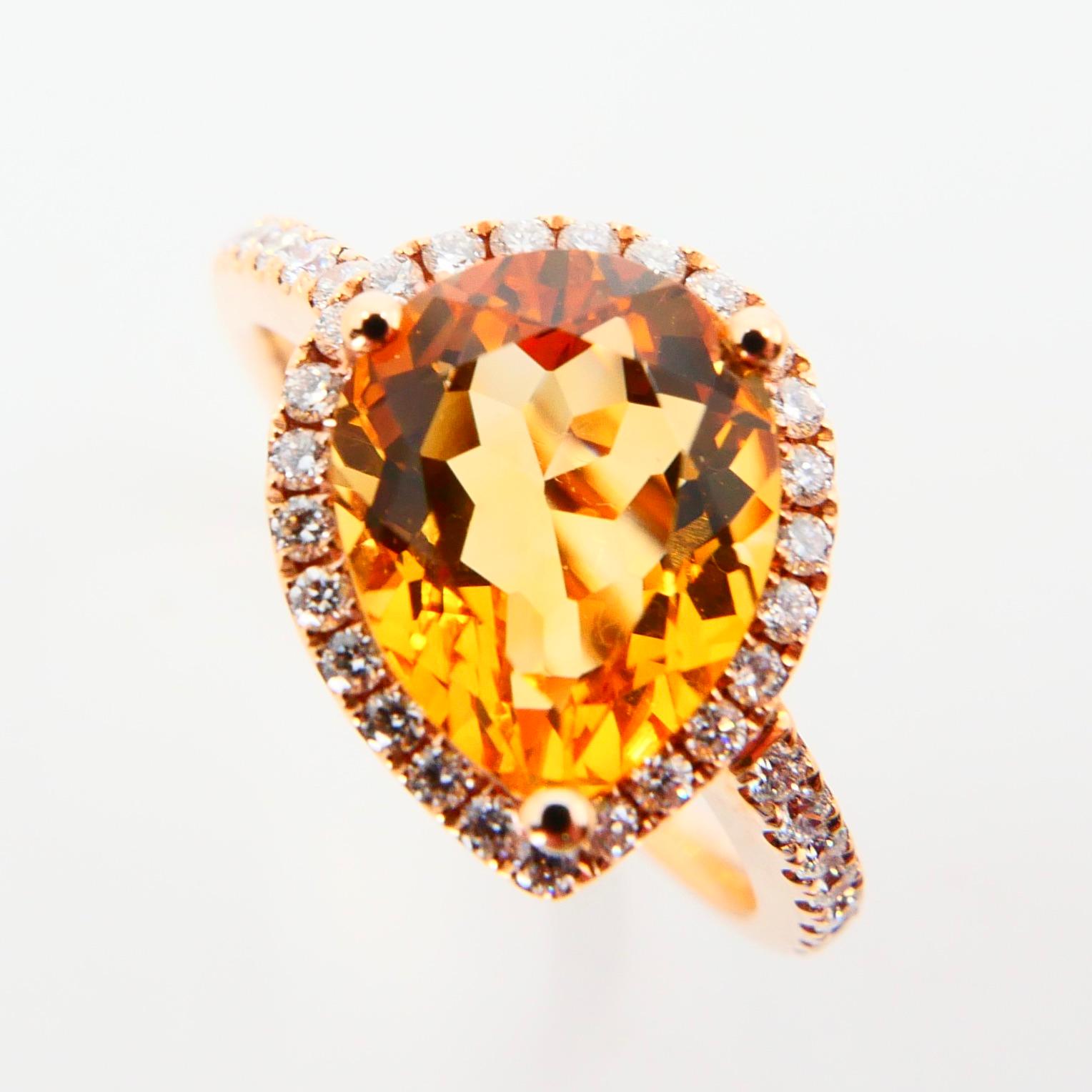 2.38 Carat Citrine and Diamond Cocktail Ring Set in Rose Gold For Sale 5