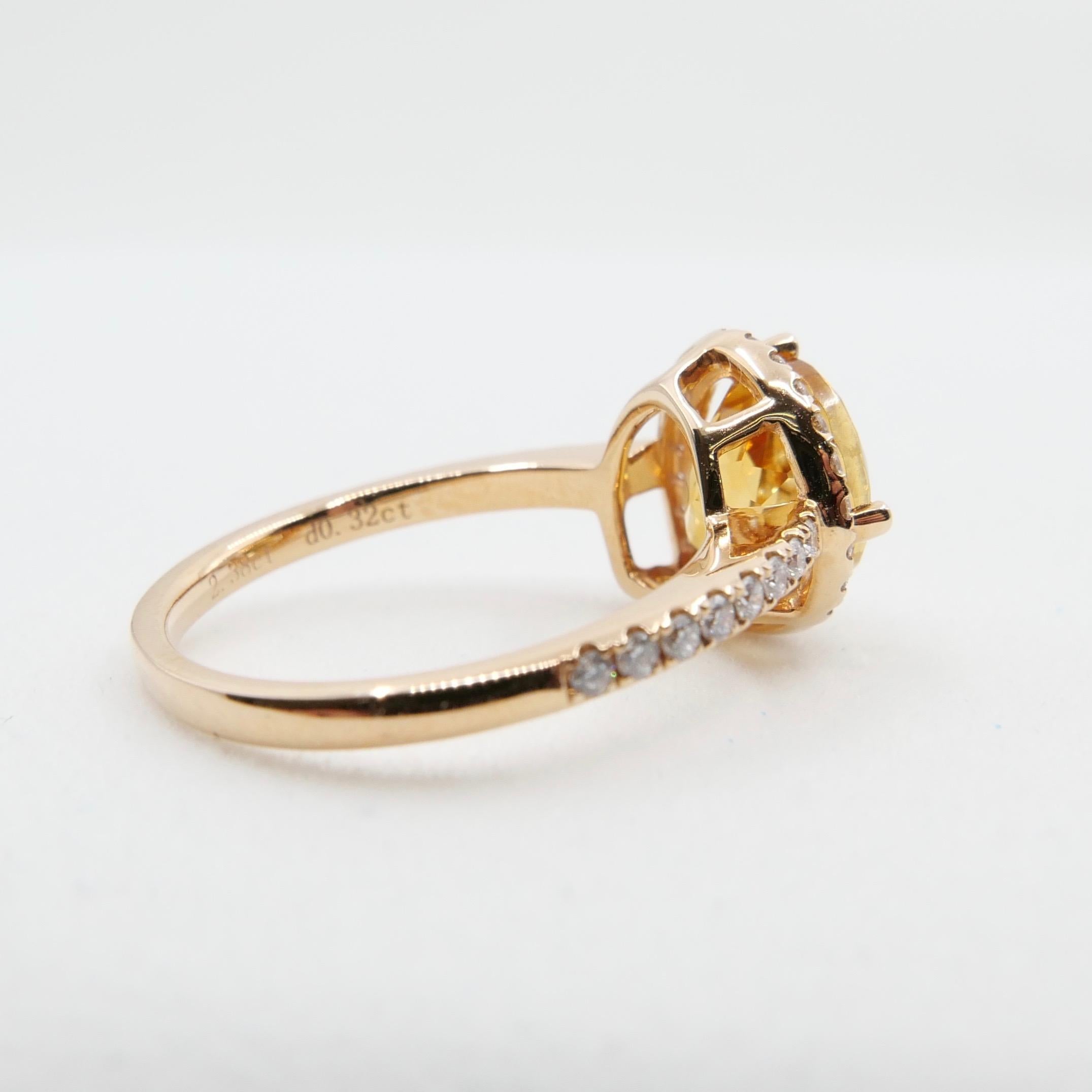 2.38 Carat Citrine and Diamond Cocktail Ring Set in Rose Gold For Sale 8