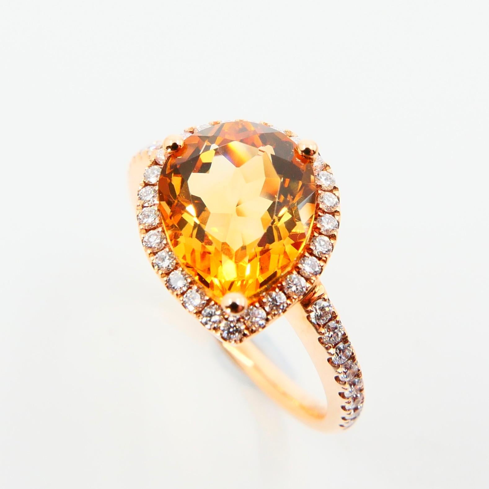 2.38 Carat Citrine and Diamond Cocktail Ring Set in Rose Gold In New Condition For Sale In Hong Kong, HK