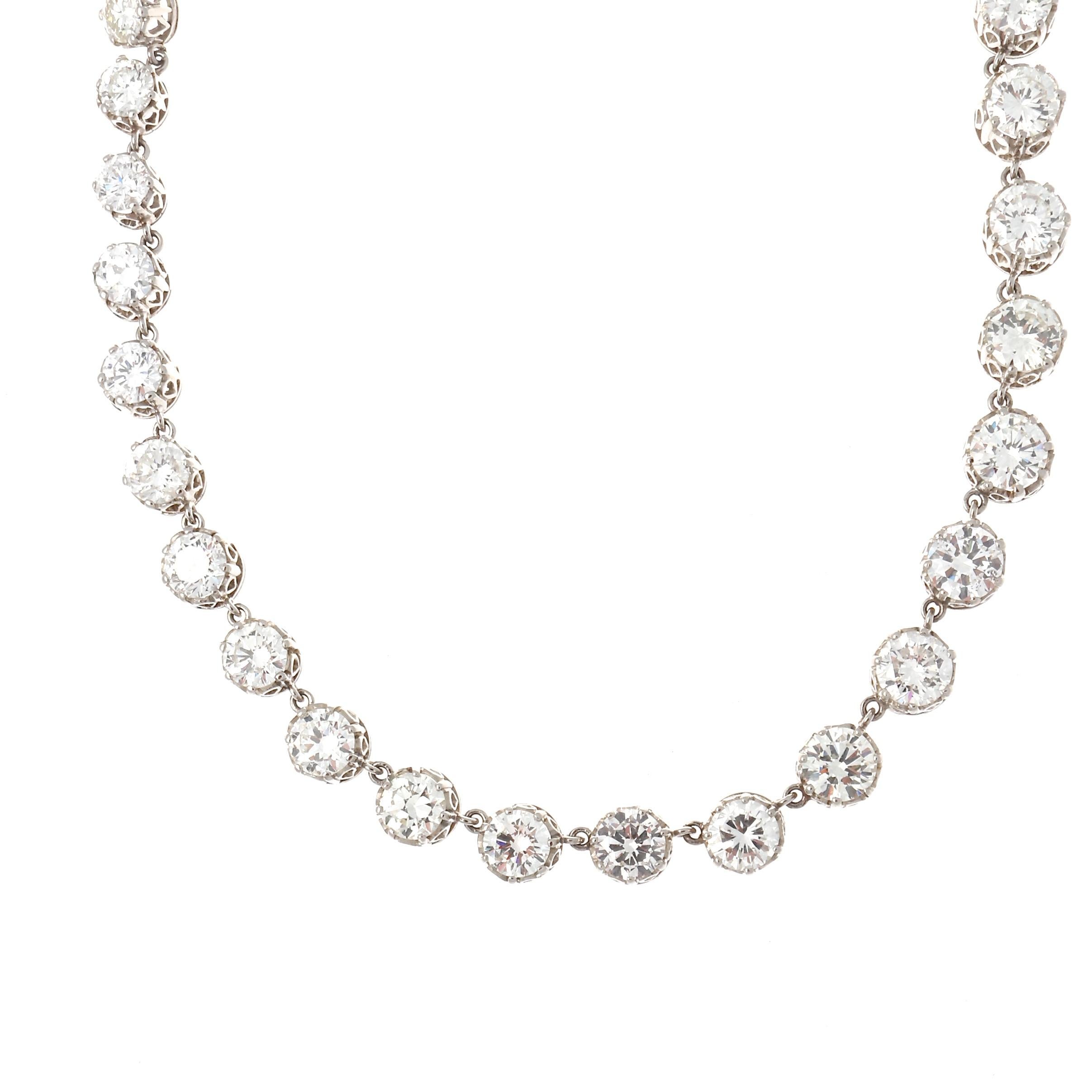 Art Deco 23.80 Carat Diamond Platinum Riviere Necklace