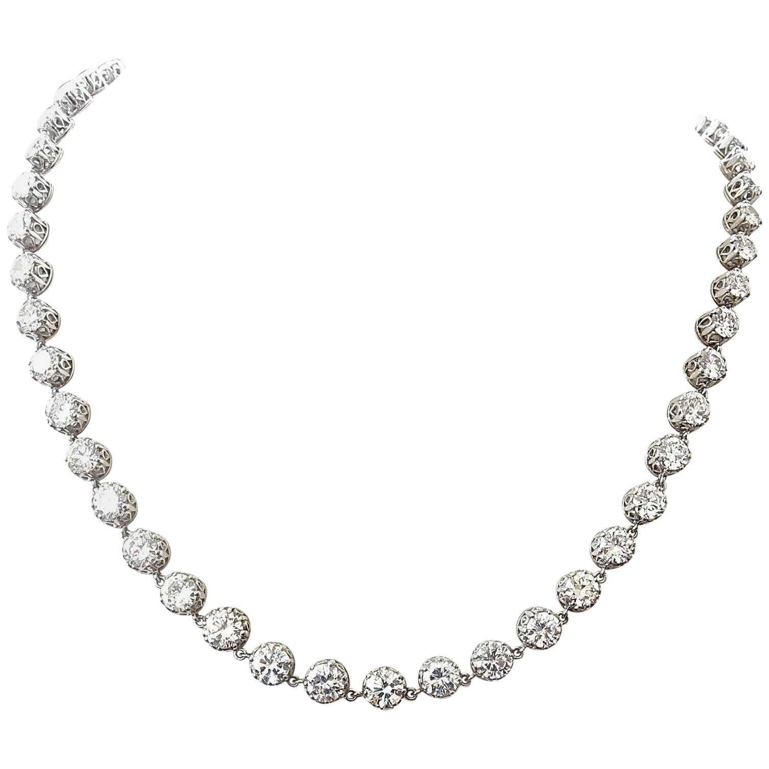 23.80 Carat Diamond Platinum Riviere Necklace