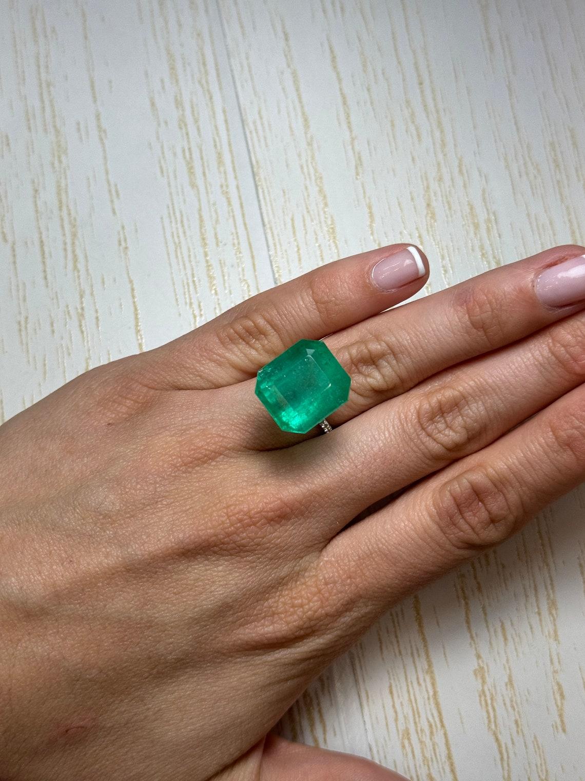23.85 Carat 17x15.6 Huge Loose Colombian Emerald - Emerald Cut Muzo Green May For Sale 2