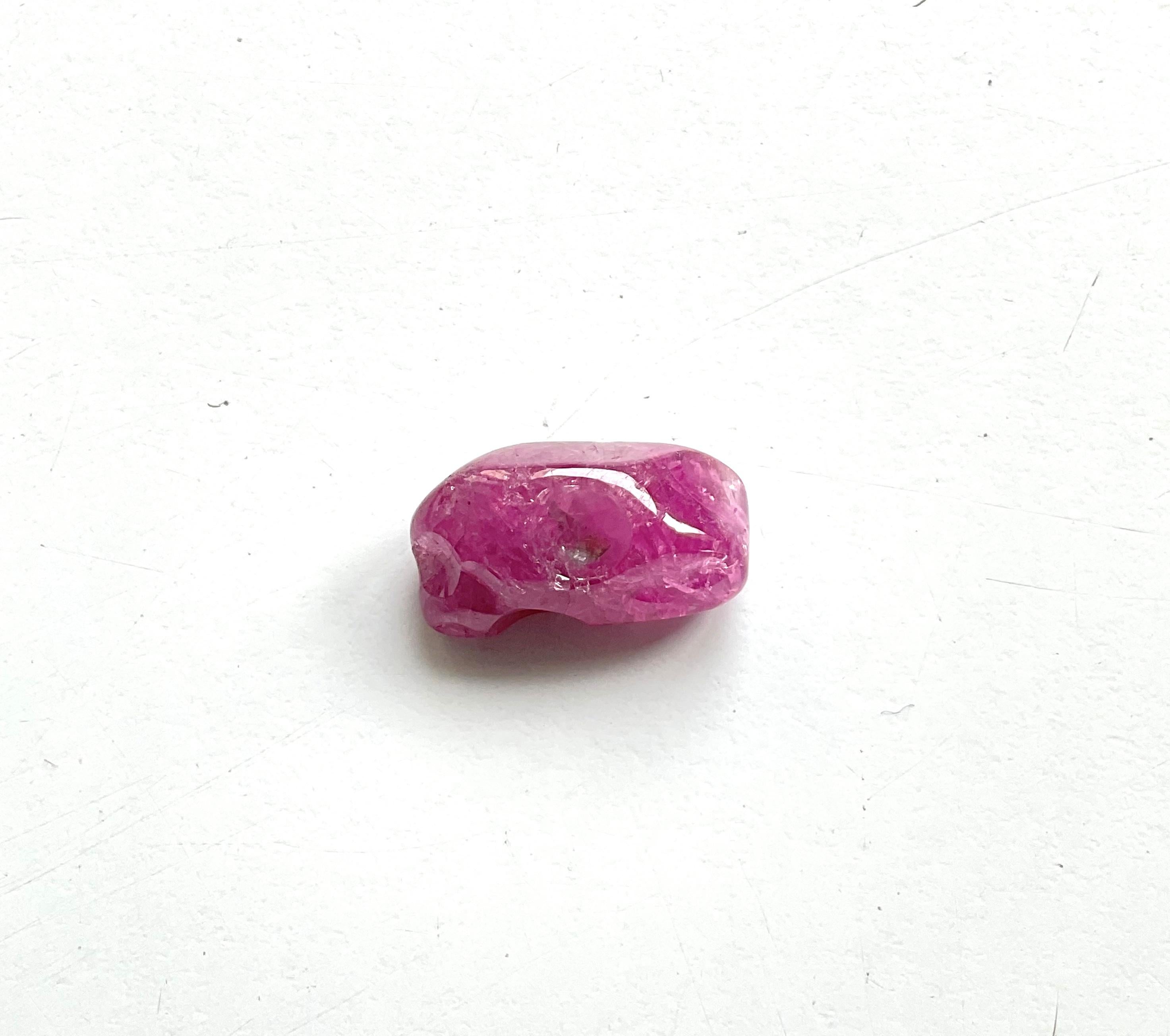 23.88 Carat Burmese Ruby Tumbled Plain No-Heat Top Fine Jewelry Natural Gemstone In New Condition For Sale In Jaipur, RJ