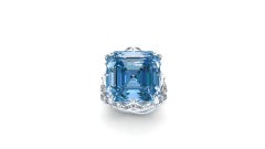 FERRUCCI 23.88 Carat Intense Blue Aquamarine in 18k White Gold Diamond Ring