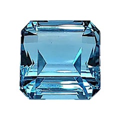 23,88 Karat Intensives Blau Quadratischer Smaragd Aquamarin Natürlicher Edelstein