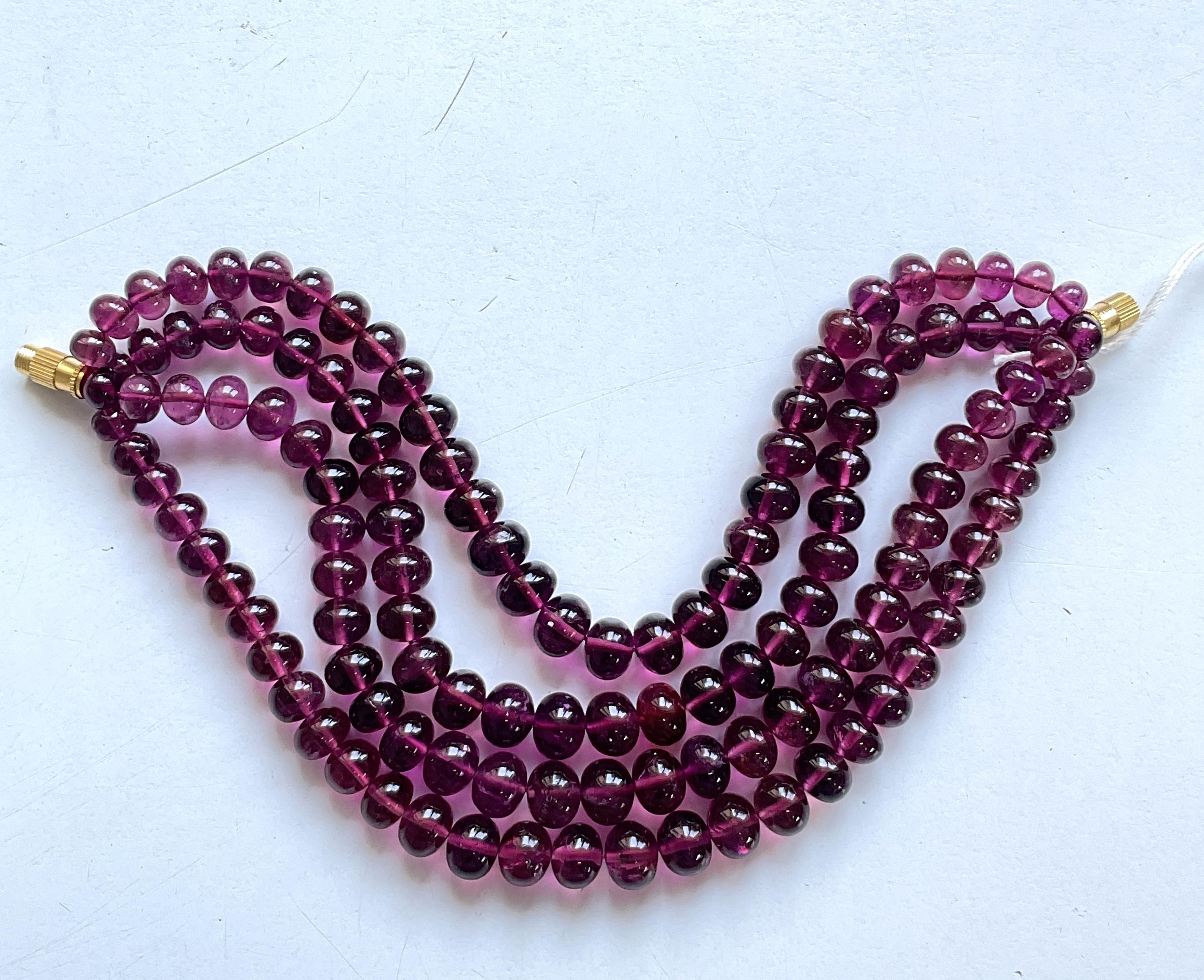 238,90 carati Tormalina Rubellite Perline rotonde lisce per gioielli Nature Gemma in vendita 2