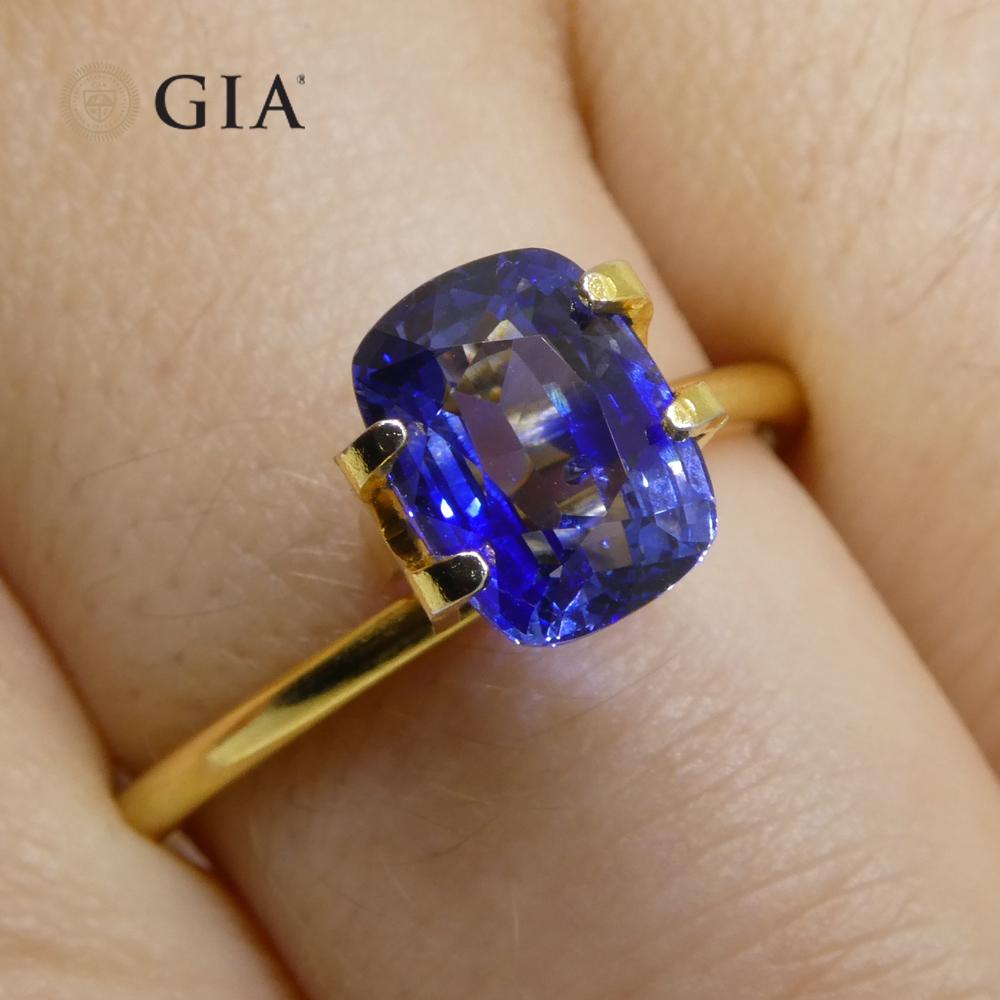 This is a stunning GIA Certified Sapphire

 

The GIA report reads as follows:

GIA Report Number: 6217697526
Shape: Cushion
Cutting Style:
Cutting Style: Crown: Brilliant Cut
Cutting Style: Pavilion: Step Cut
Transparency: Transparent
Color: Blue

