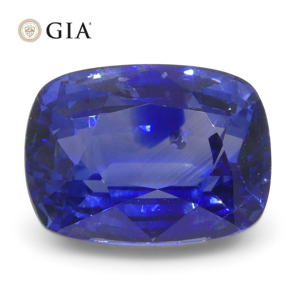 Brilliant Cut 2.38ct Cushion Blue Sapphire GIA Certified Madagascar For Sale