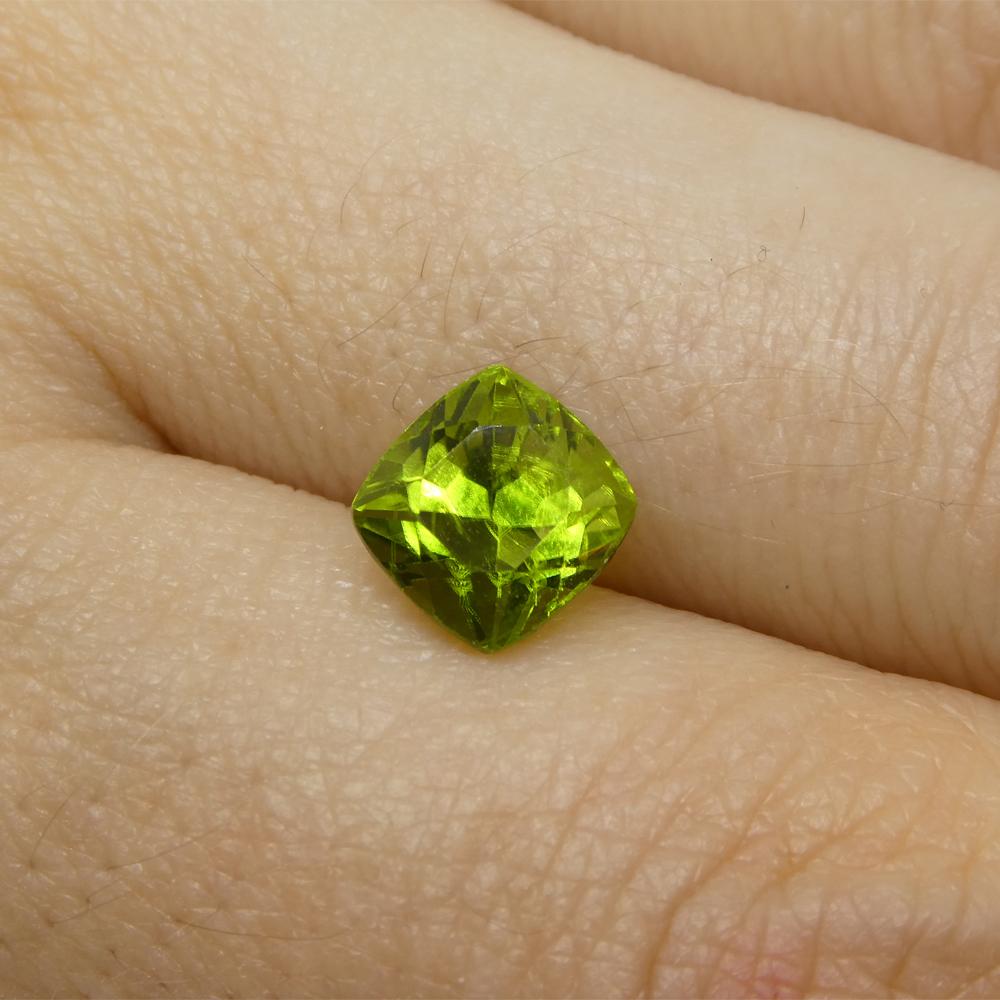 Cushion Cut 2.38ct Cushion Yellowish Green Peridot from Sapat Gali, Pakistan For Sale