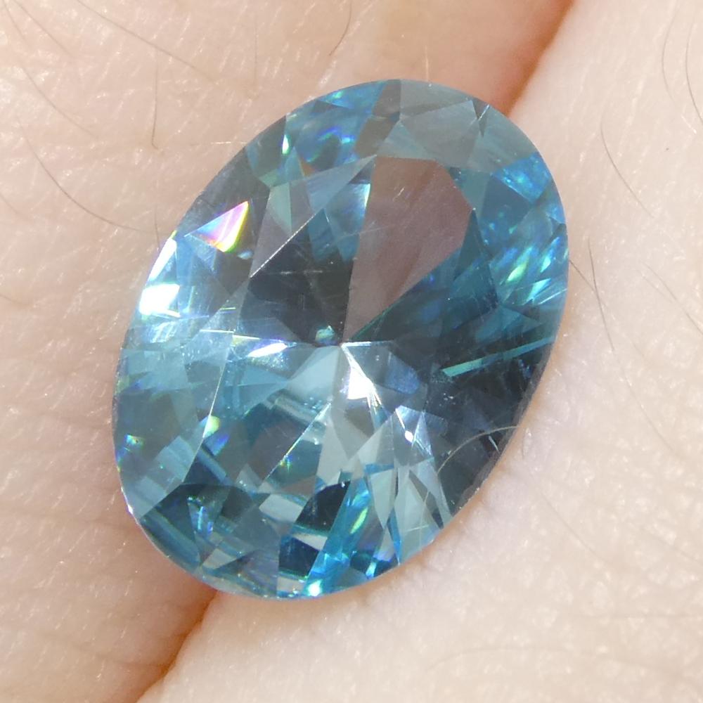 2.38ct Natural Earth Mined Oval Master Brilliant Cut Blue Zircon from Cambodia For Sale 9