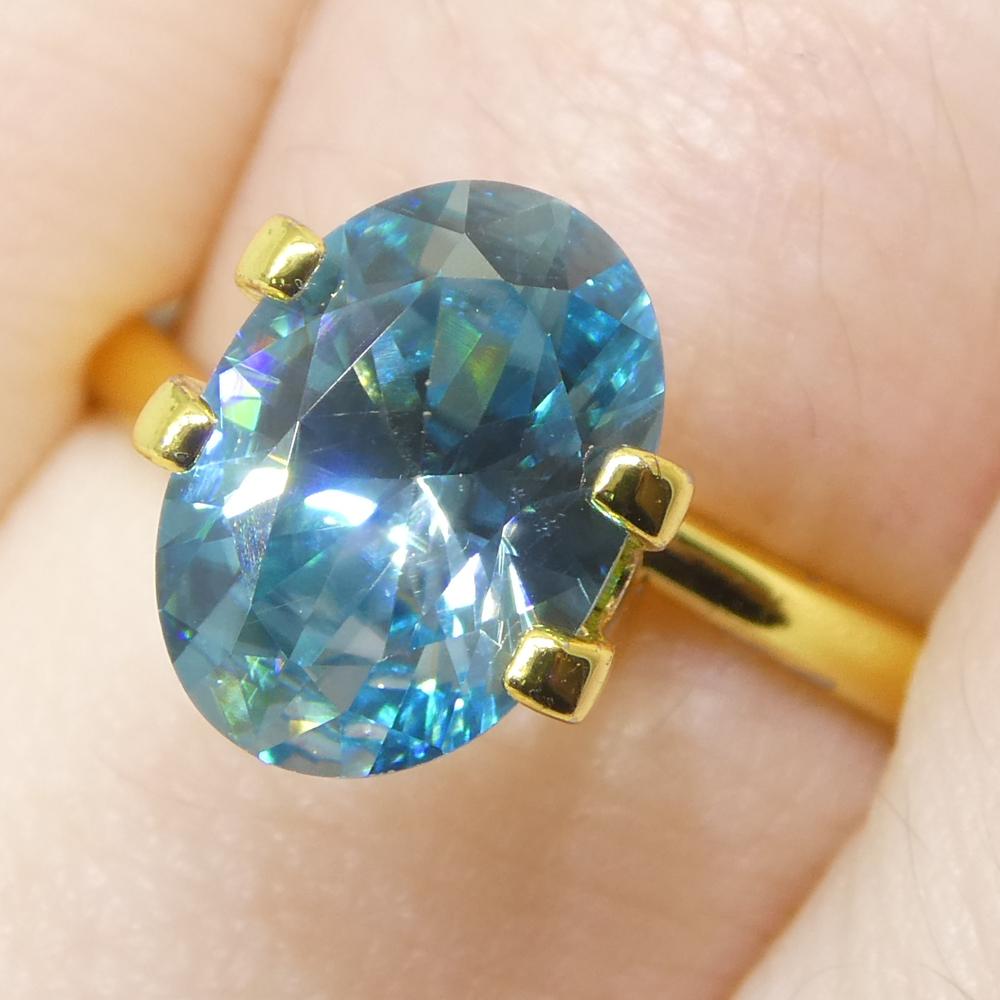2.38ct Natural Earth Mined Oval Master Brilliant Cut Blue Zircon from Cambodia For Sale 10