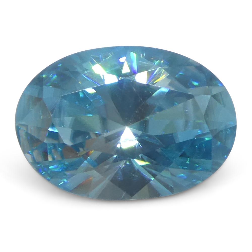 2.38ct Natural Earth Mined Oval Master Brilliant Cut Blue Zircon from Cambodia For Sale 1