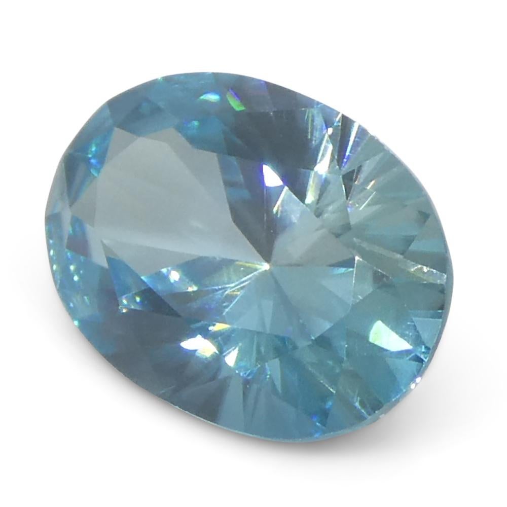 2.38ct Natural Earth Mined Oval Master Brilliant Cut Blue Zircon from Cambodia For Sale 5
