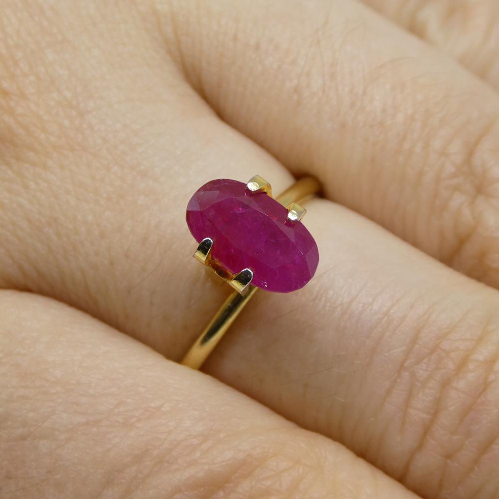 Rubino ovale rosso violaceo 2.38ct GIA certificato Tajikistan non riscaldato in vendita 2