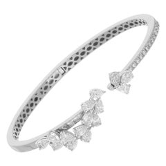 2.38ct Pear Diamond Bangle Bracelet 14 Karat White Gold Handmade Fine Jewelry