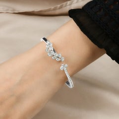 2.38ct Pear Diamond Bangle Bracelet 18 Karat White Gold Handmade Fine Jewelry