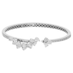 2.38 Ct. Bracelet jonc en or blanc 18 carats avec diamants en forme de poire, fait main, bijouterie d'art