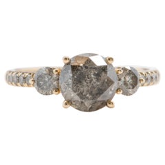 2.38ct Round Brilliant Cut Diamond Three-Stone 14K Yellow Gold Engagement Ring