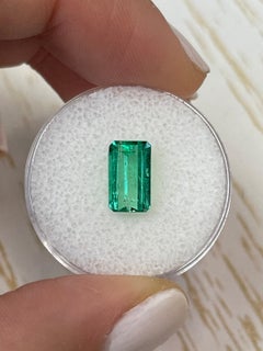 2.38ct Slender Muzo Green Emerald Cut Colombian Gem 10x6 Genuine May Birthstone