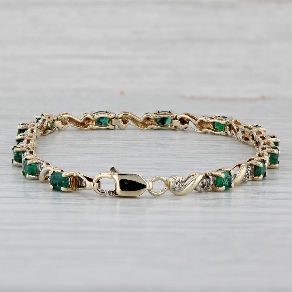 2.38ctw Emerald Diamond Tennis Bracelet 10k Yellow Gold 7