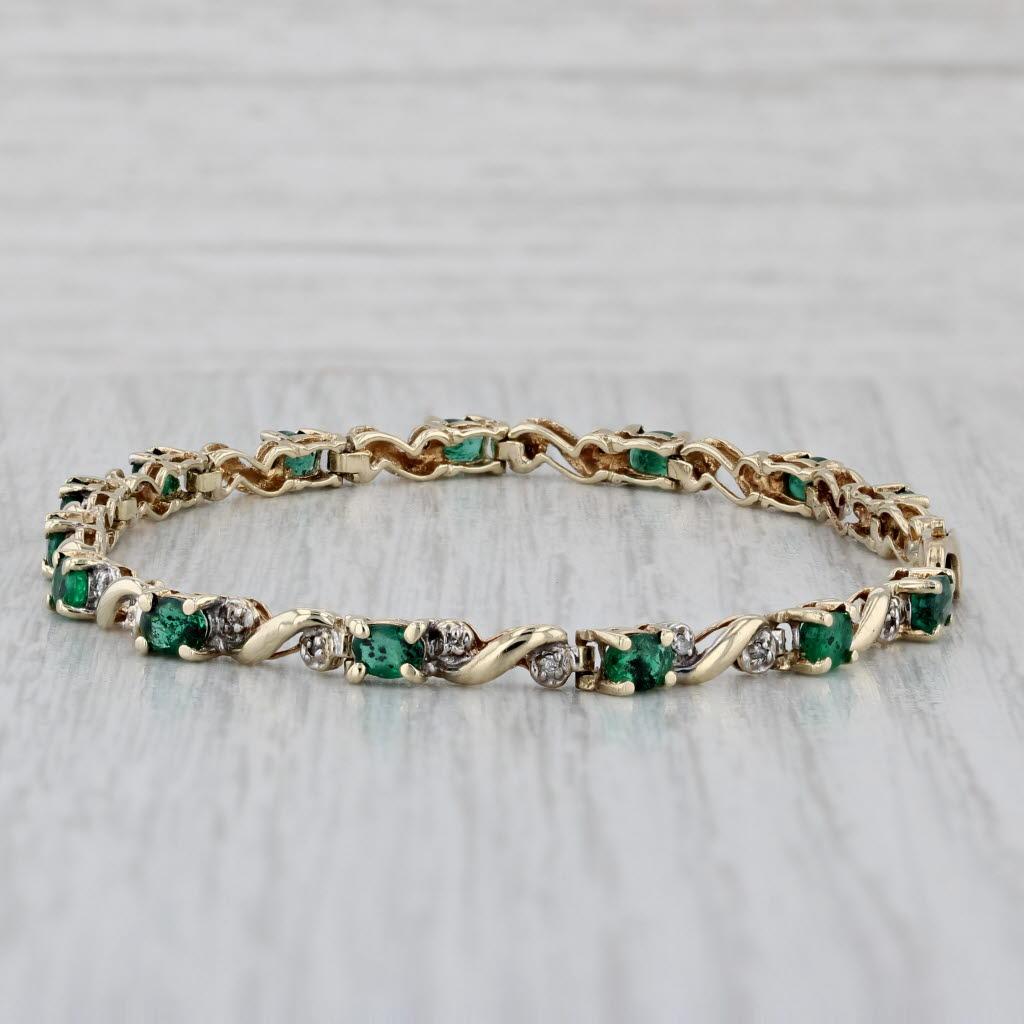2.38ctw Emerald Diamond Tennis Bracelet 10k Yellow Gold 7