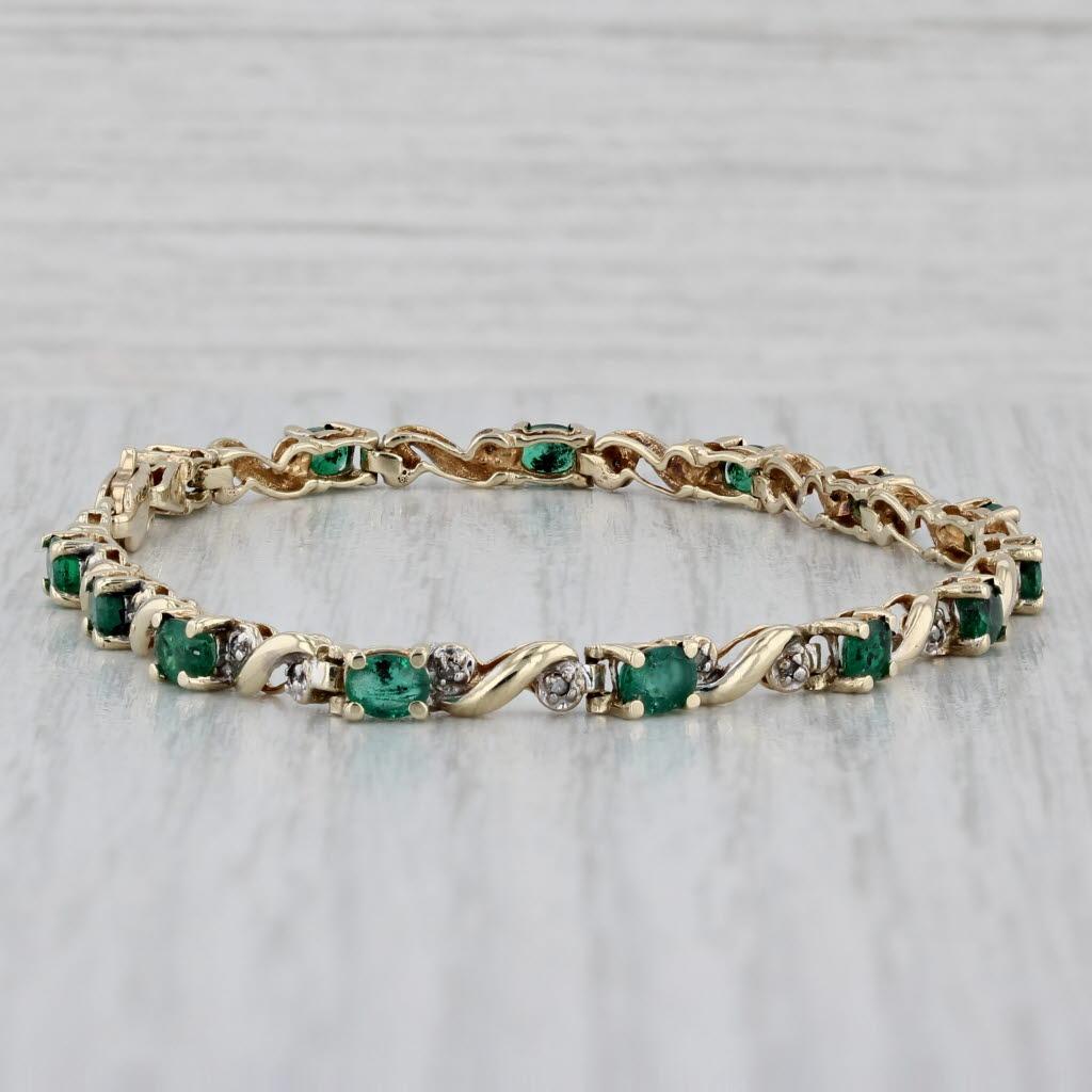 2.38ctw Emerald Diamond Tennis Bracelet 10k Yellow Gold 7