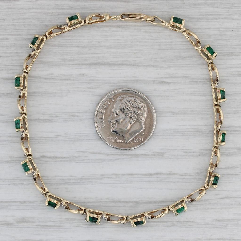 2.38ctw Emerald Diamond Tennis Bracelet 10k Yellow Gold 7