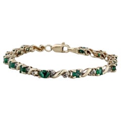 2.38ctw Emerald Diamond Tennis Bracelet 10k Yellow Gold 7" 3.6mm